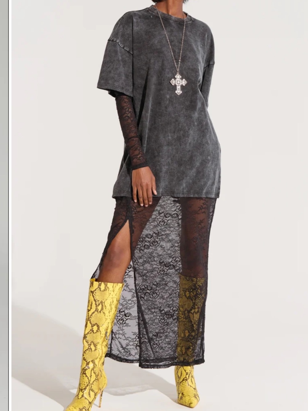 AKIRA Girly But Not Layered Black Lace Midi Dress Size S/M